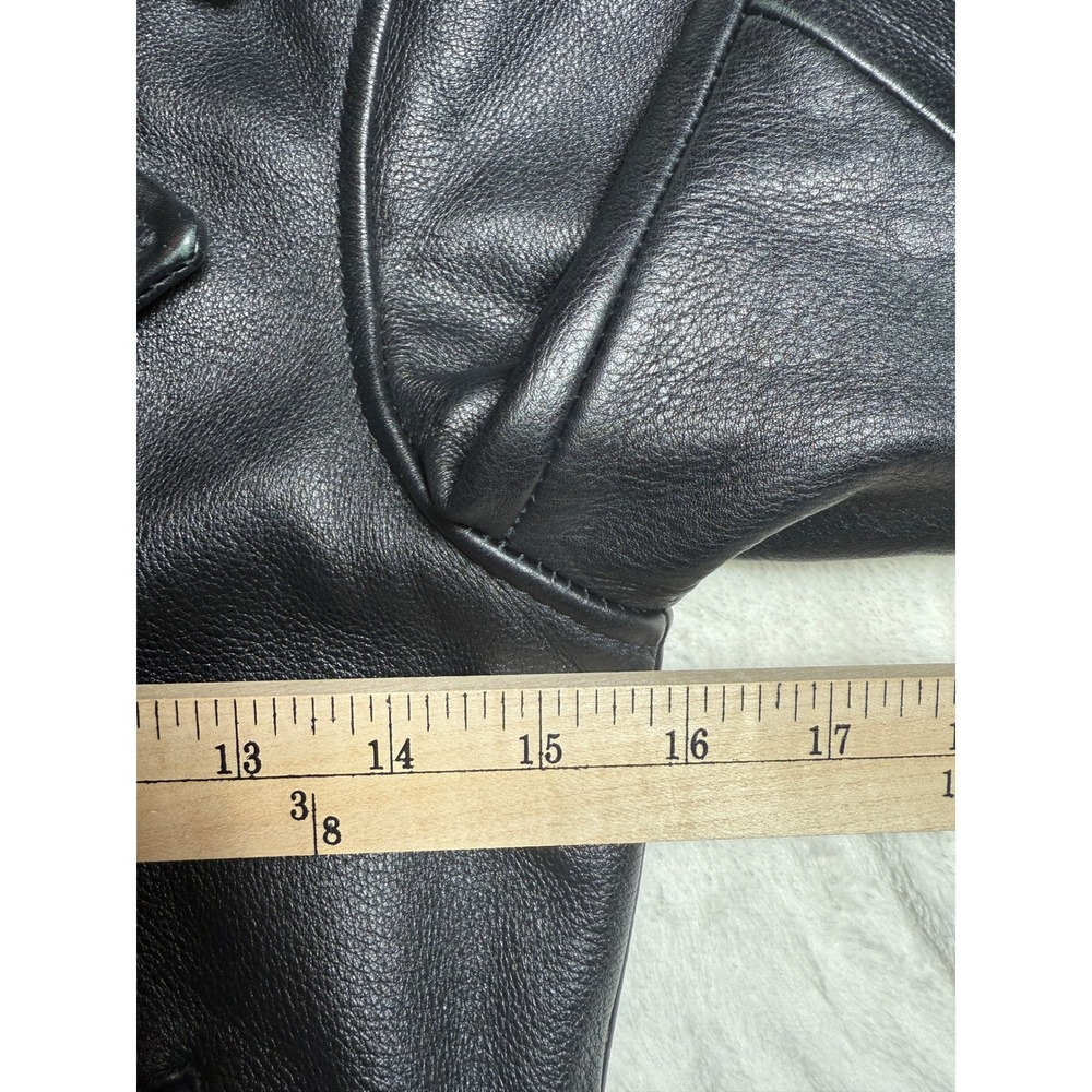 Madewell Black Leather Moto Jacket Biker Style Belted Zip Front XS *Flaw - Picture 10 of 11